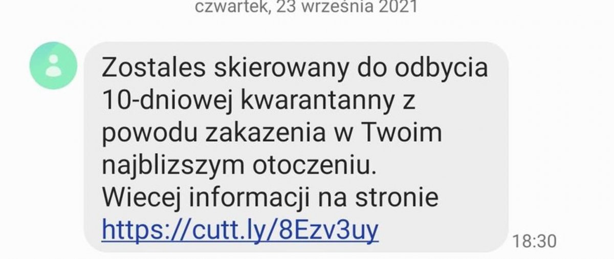 Ostrzeżenie przed fałszywymi SMS-ami od nadawcy Kwarantanna. Nie otwierajcie!