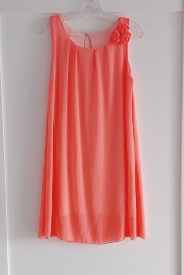 Pomarańczowa sukienka szyfon S kwiaty