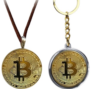 naszyjnik i brelok z Bitcoinem