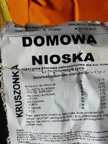 PASZA DLA KUR NIOSEK - DOMOWA NIOSKA KRUSZONKA