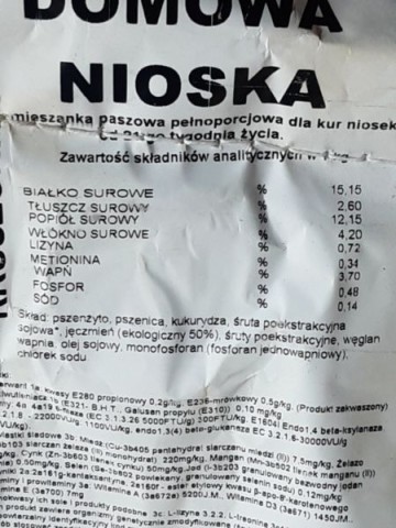 PASZA DLA KUR NIOSEK - DOMOWA NIOSKA KRUSZONKA