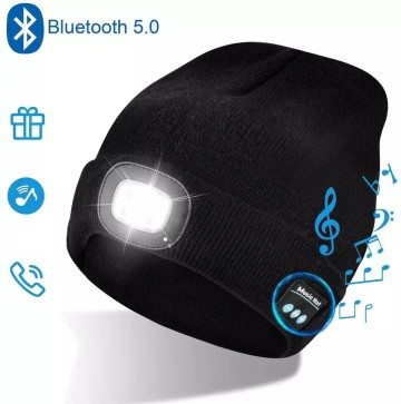 Czapka ze słuchawkami bluetooth oraz światłem LED