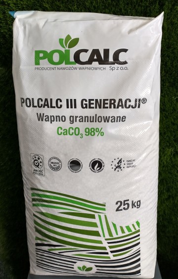 Wapno granulowane POLCALC III Generacji pakowany po 25 kg