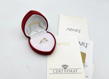 Złoty pierścionek z brylantem próba 585 Certyfikat