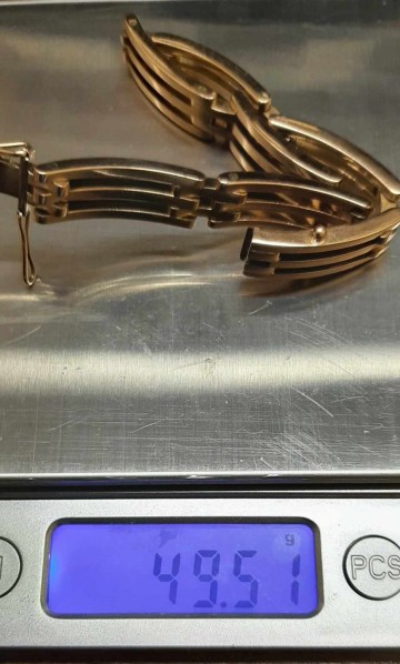 Złota efektowna bransoletka damska 585 p 49.5 g 585 próba