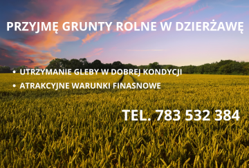 PRZYJMĘ GRUNTY ROLNE W DZIERŻAWĘ