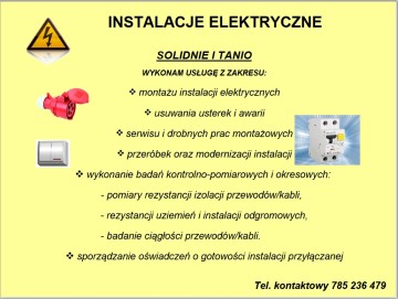 ELEKTRYK - instalacje elektryczne, pomiary