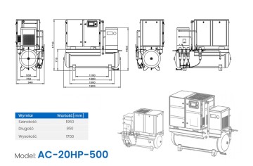 Sprężarka śrubowa 16bar 500l