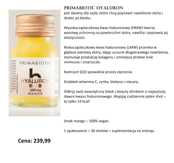 Primabiotic Hyaluron – kwas hialuronowy do picia