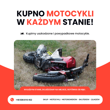 SKUP MOTOCYKLI POWYPADKOWYCH PO WYPADKU ROZBITYCH USZKODZONY