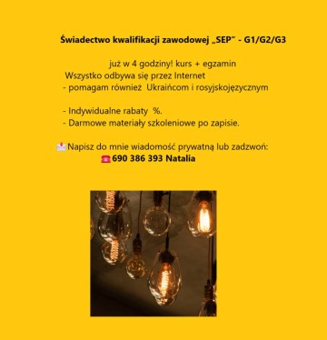 Uprawnienia Energetyczne SEP G1/G2/G3