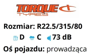 315/80R22.5 Opona ciężarowa TORQUE TQ121 Prowadząca