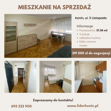 Mieszkanie – 37,58 m², Konin, ul. 11 Listopada