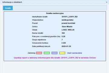 Sprzedam atrakcyjną działkę siedliskową 55 ar cena 69000zł