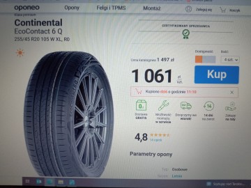 opony letnie continental 245/45 R20 Cena 450zł do negocjacji