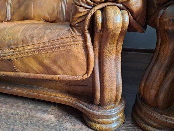 Kanapa sofa wypoczynek skóra drewno