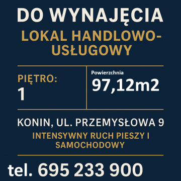 LOKAL HANDLOWO-USŁUGOWY DO WYNAJĘCIA – KONIN - 97,12 m²