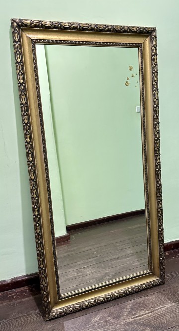 Stare, drewniane lustro złocone 70cm x 140 cm