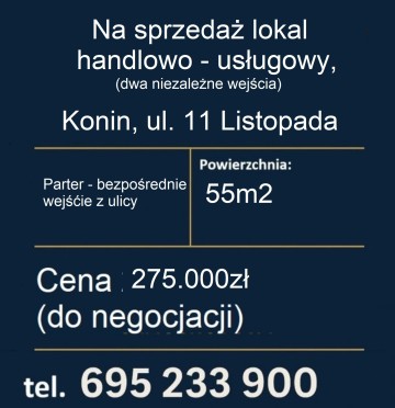 Na sprzedaż lokal handlowo-usługowy – 55 m² – Konin, os.V